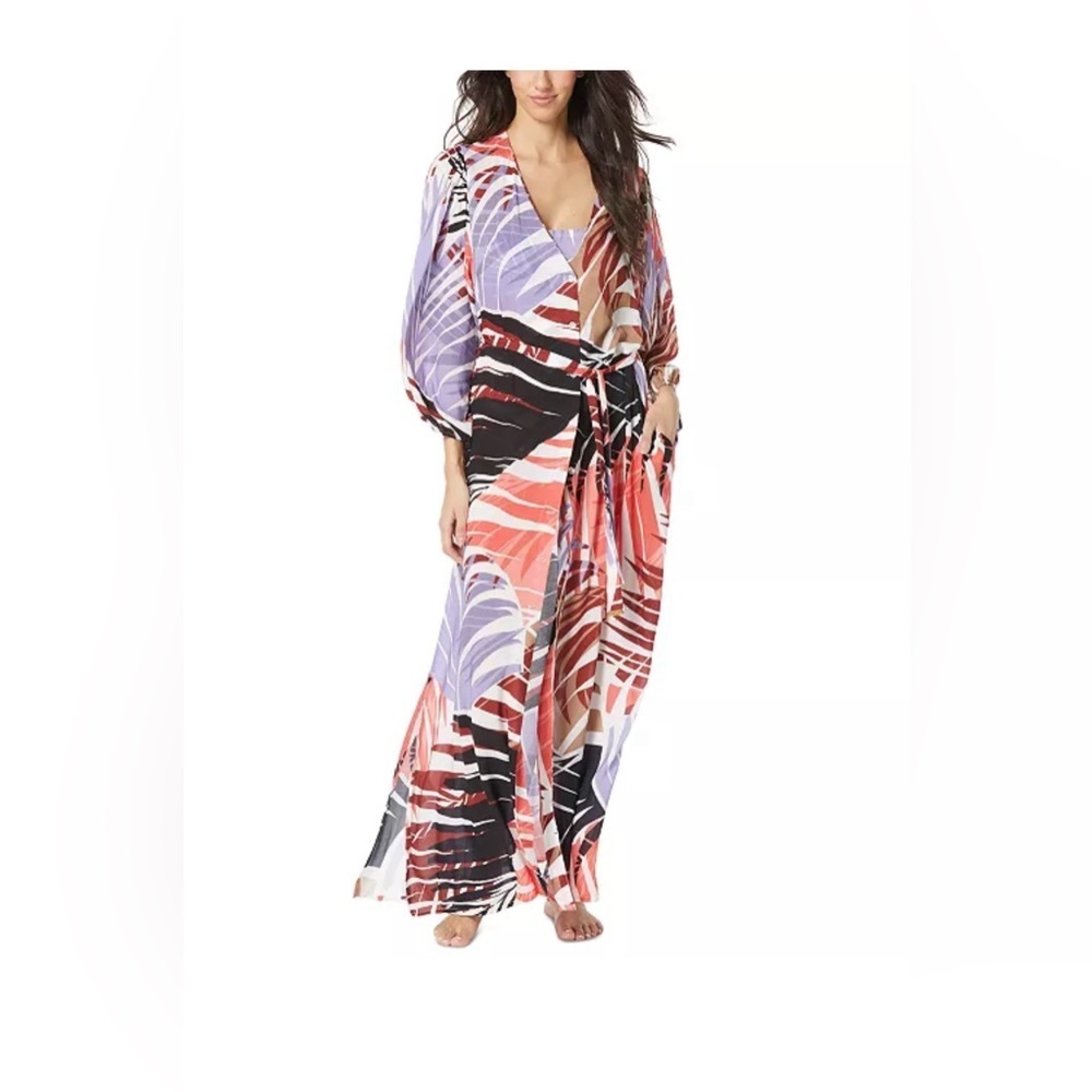 NWT Vince Camuto Women's Printed Button-Front Cover-Up Caftan Medium - Picture 1 of 3